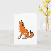 Howling Red WOLF-gefährdete tierische Grafik Karte (Gelbe Blume)