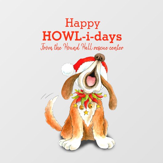 Howling singt Hundekunst Weihnachten Fensteraufkleber (Blatt)