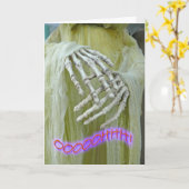 Howling Skeleton Halloween Geburtstagskarte Karte (Gelbe Blume)