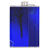 Howling Timber Wolf in der schneesichtigen Nacht Flachmann (Rückseite)