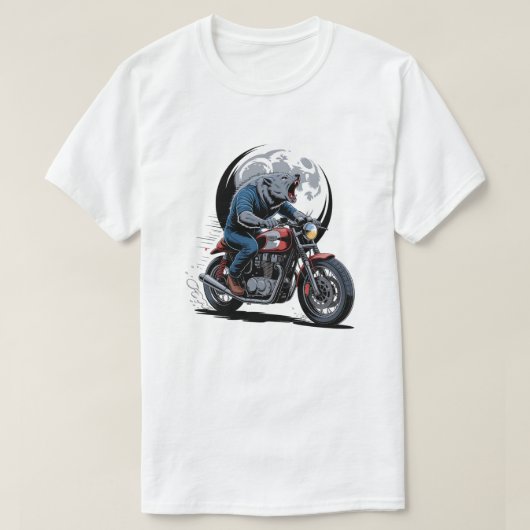 Howling Werewolf Cafe Racer Biker Full Moon T-Shirt (Design vorne)