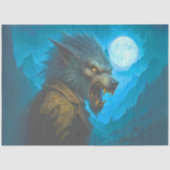 Howling Werewolf unter Vollmond Gothic Halloween Seidenpapier (Vorderseite)