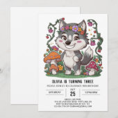 Howling Whimsical Digital Wolf Geburtstag Einladung (Vorne/Hinten)