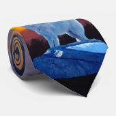 Howling White Arctic Wolf & Sunset Wildlife Krawat Krawatte (Gerollt)