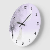 Howling white wolf große wanduhr (Winkel)