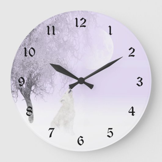 Howling white wolf große wanduhr (Vorderseite)