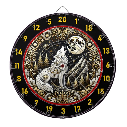Howling White Wolf Inspiriere Fokusstärke Dartscheibe (vorne)