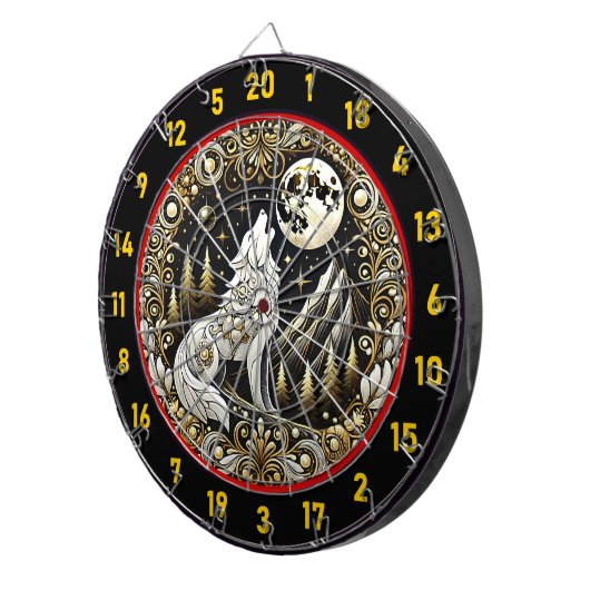 Howling White Wolf Inspiriere Fokusstärke Dartscheibe (Vorderseite rechts)