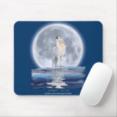Howling White Wolf & Moon Wildlife Mousepad (Mit Mouse)