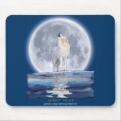Howling White Wolf & Moon Wildlife Mousepad (Vorne)