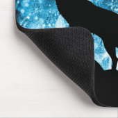 Howling Winter Wolf schneeblauer Rauch Abstrakt Mousepad (Ecke)