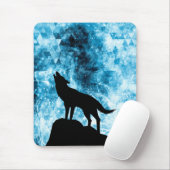 Howling Winter Wolf schneeblauer Rauch Abstrakt Mousepad (Mit Mouse)