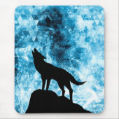 Howling Winter Wolf schneeblauer Rauch Abstrakt Mousepad (Vorne)