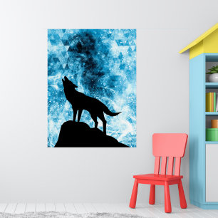 Howling Winter Wolf schneeblauer Rauch Abstrakt Poster