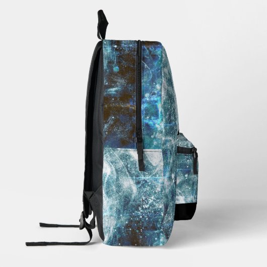 Howling Wolf abstrakt Aqua Blue Monogram Bedruckter Rucksack (Links)