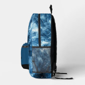 Howling Wolf abstrakt blaue Monogram Bedruckter Rucksack (Rechts)