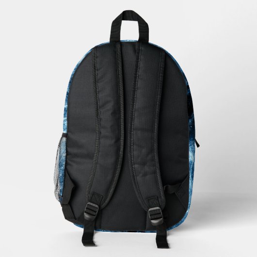 Howling Wolf abstrakt blaue Monogram Bedruckter Rucksack (Rückseite)