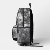 Howling Wolf abstrakt Schwarz-Weiß-Monogramm Bedruckter Rucksack (Rechts)