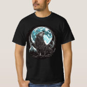 Howling Wolf and Blue Full Moon T-Shirt (Vorderseite)