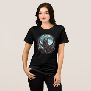 Howling Wolf and Blue Full Moon Tri-Blend Shirt
