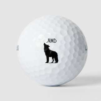 Howling wolf  Animal logo Monogram Art Golfball