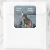Howling Wolf Animal Nature Art Custom Buchzeichen Quadratischer Aufkleber (Tasche)