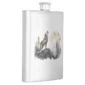 Howling Wolf Art auf Stahlflache Flachmann (Rechts)