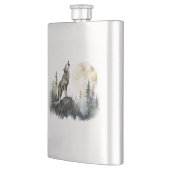 Howling Wolf Art auf Stahlflache Flachmann (Links)