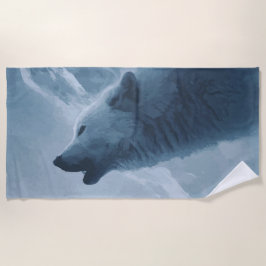 Howling Wolf Art – Blue Night Forest Design Strandtuch