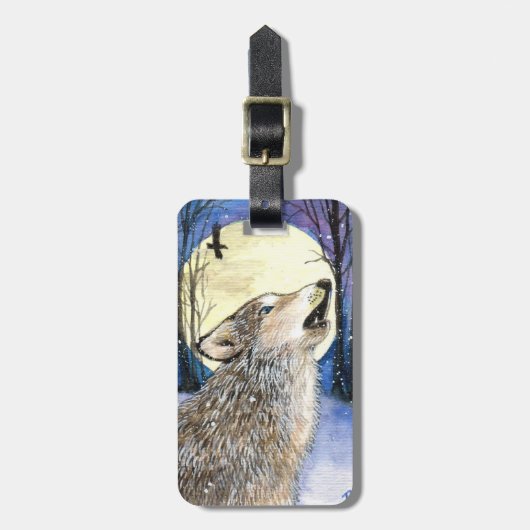 Howling - Wolf Art Gepäckanhänger (Vorderseite vertikal)