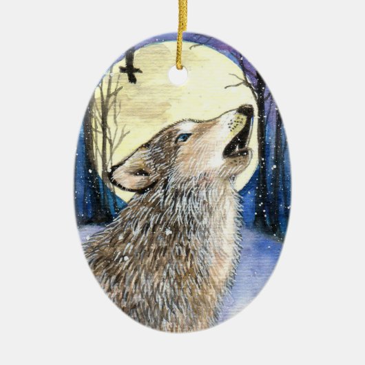 Howling - Wolf Art Keramikornament (Vorne)