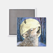 Howling - Wolf Art Magnet (Vorderseite/Rückseite)