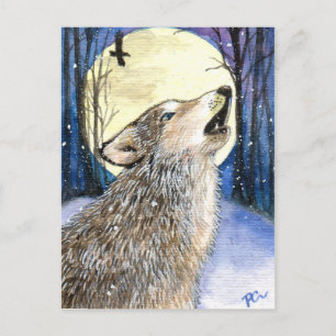 Howling - Wolf Art Postkarte