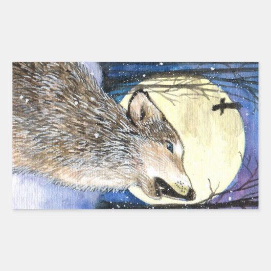 Howling - Wolf Art Rechteckiger Aufkleber (Vorderseite)