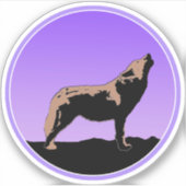 Howling Wolf at Sunset - Original Wildlife Art Aufkleber (Vorderseite)
