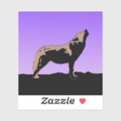 Howling Wolf at Sunset - Original Wildlife Art Aufkleber (Blatt)