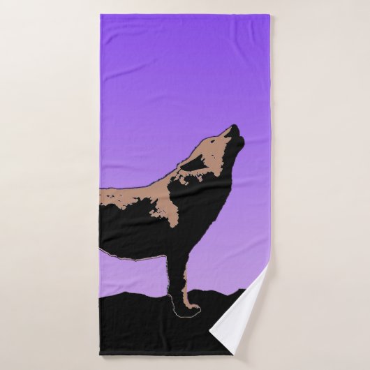 Howling Wolf at Sunset - Original Wildlife Art Badhandtuch Set (Badehandtuch)