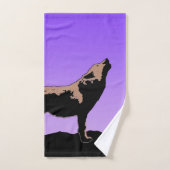 Howling Wolf at Sunset - Original Wildlife Art Badhandtuch Set (Handtuch)
