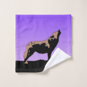 Howling Wolf at Sunset - Original Wildlife Art Badhandtuch Set (Waschlappen)