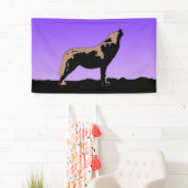 Howling Wolf at Sunset - Original Wildlife Art Banner (Insitu)