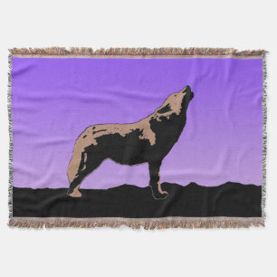 Howling Wolf at Sunset - Original Wildlife Art Decke