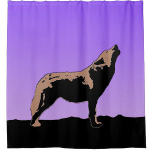 Howling Wolf at Sunset - Original Wildlife Art Duschvorhang