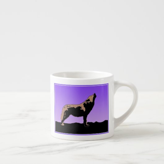 Howling Wolf at Sunset - Original Wildlife Art Espressotasse (Rechts)