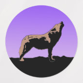 Howling Wolf at Sunset - Original Wildlife Art Etiketten (Design 1)