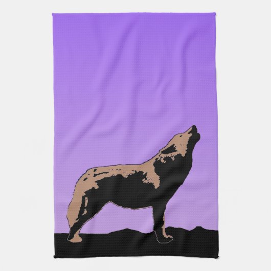 Howling Wolf at Sunset - Original Wildlife Art Geschirrtuch (Vertikal)