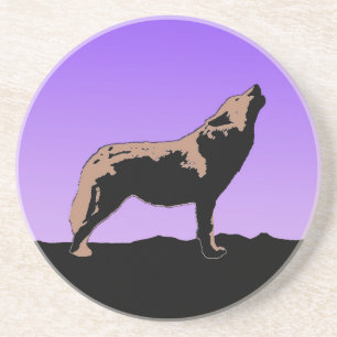 Howling Wolf at Sunset - Original Wildlife Art Getränkeuntersetzer