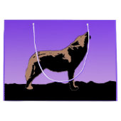 Howling Wolf at Sunset - Original Wildlife Art Große Geschenktüte (Vorderseite)