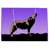 Howling Wolf at Sunset - Original Wildlife Art Große Geschenktüte (Rückseite)