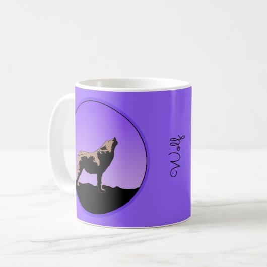 Howling Wolf at Sunset - Original Wildlife Art Kaffeetasse (Vorderseite Links)