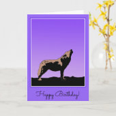 Howling Wolf at Sunset - Original Wildlife Art Karte (Gelbe Blume)